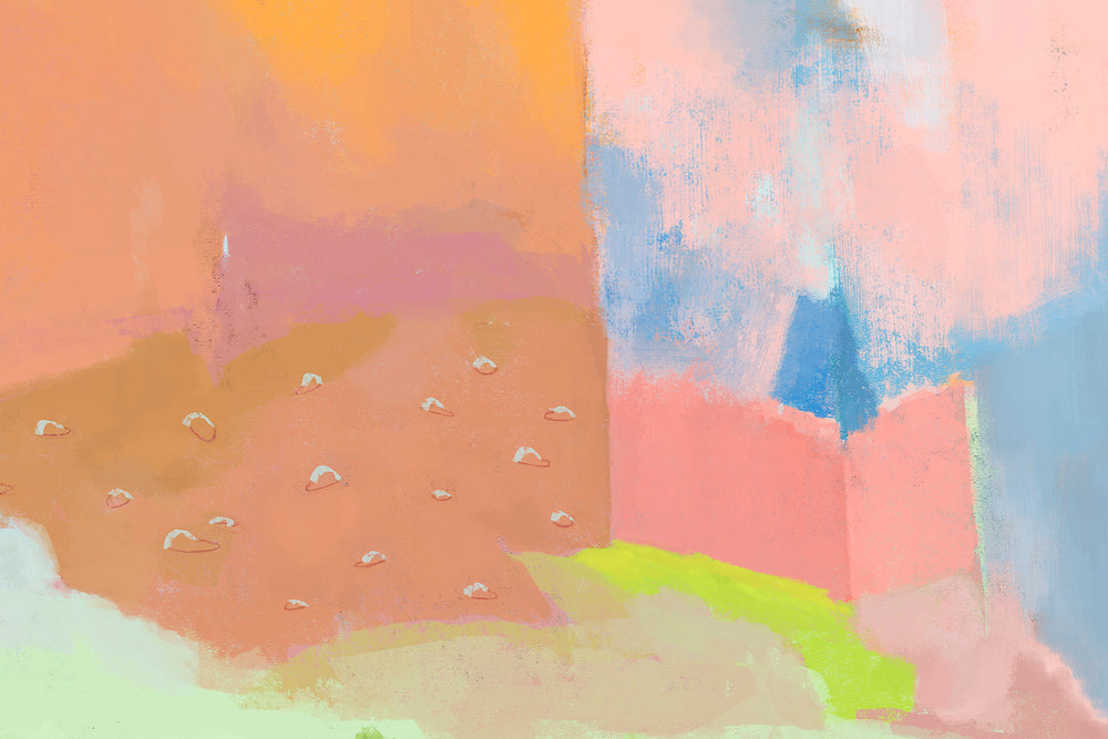 Detail image of a room, painterly brush strokes
