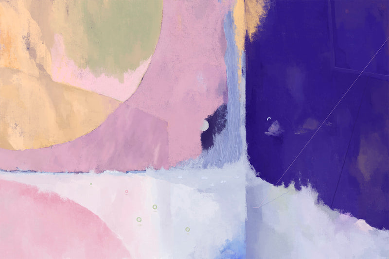 Digital painting (Not an A.I generated) of a room with uplifting atmosphere with floating cloud, window, growing waterfall, floating circle-shaped hopes on the mirror like floor