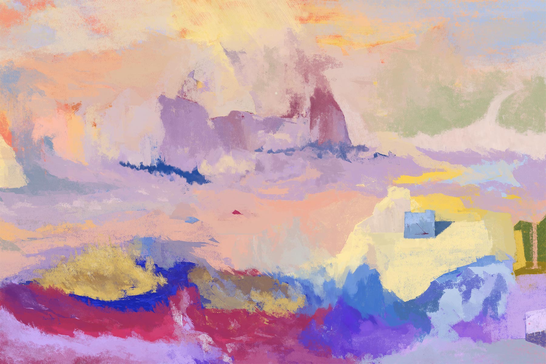 An illustration of a peaceful imaginary space 