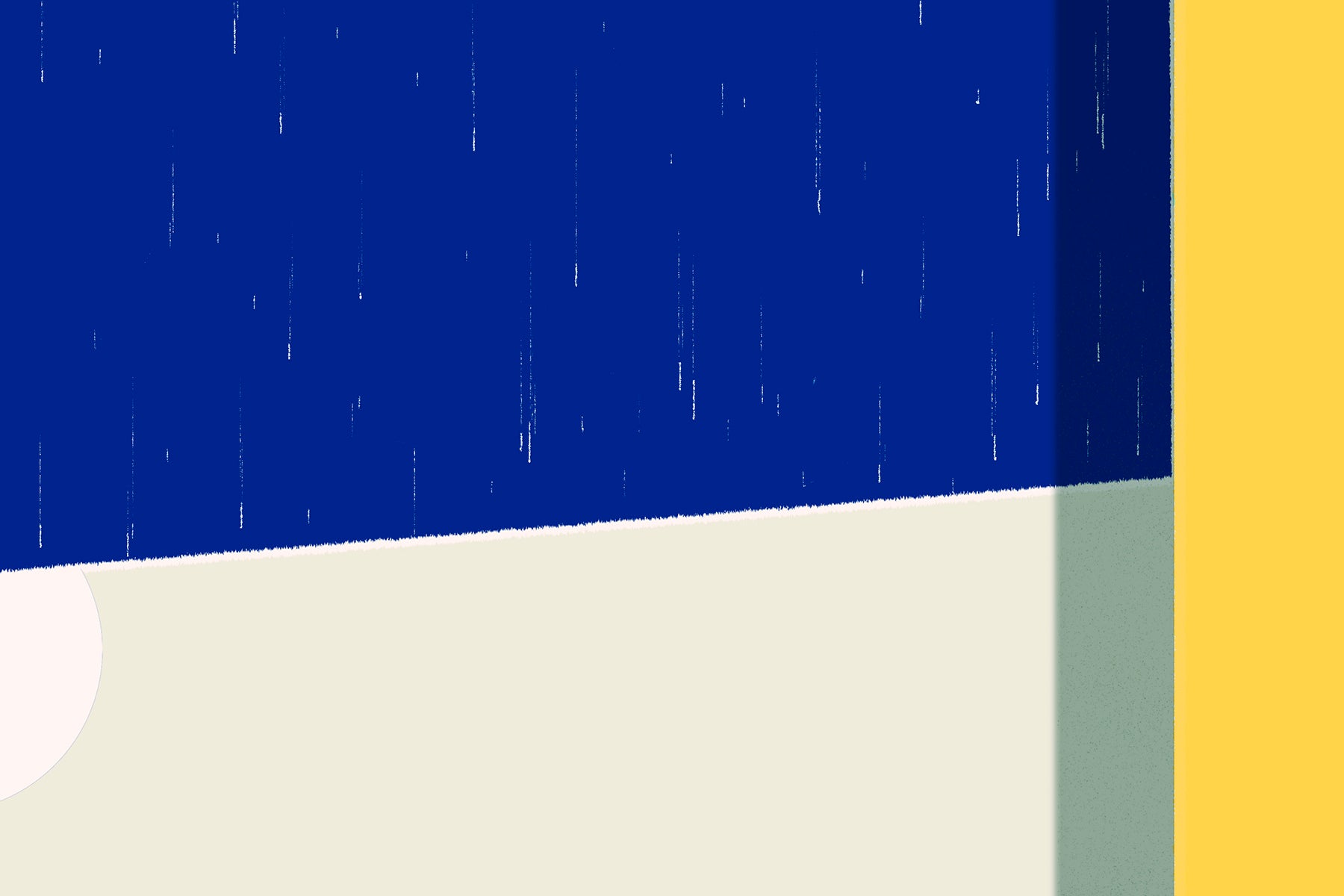Detail image of falling snow in the room where  the voice of "You are loved" is echoing.