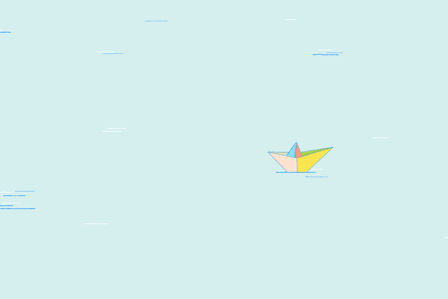 Detail image of a paper boat in a room where the voice of "you are loved" is echoing
