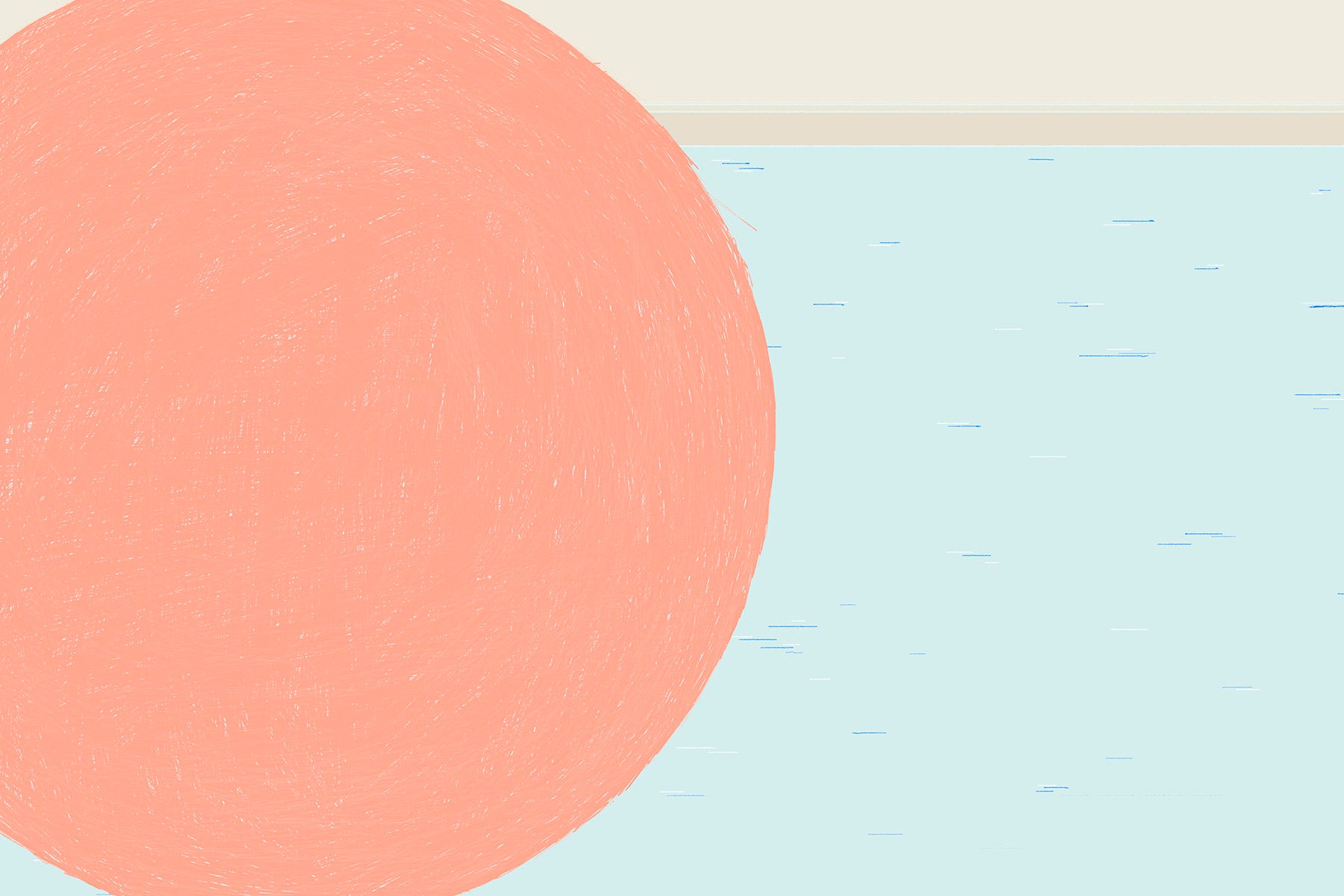Detail image of a pink line of sphere in the room where the voice of  "you are loved" is echoing